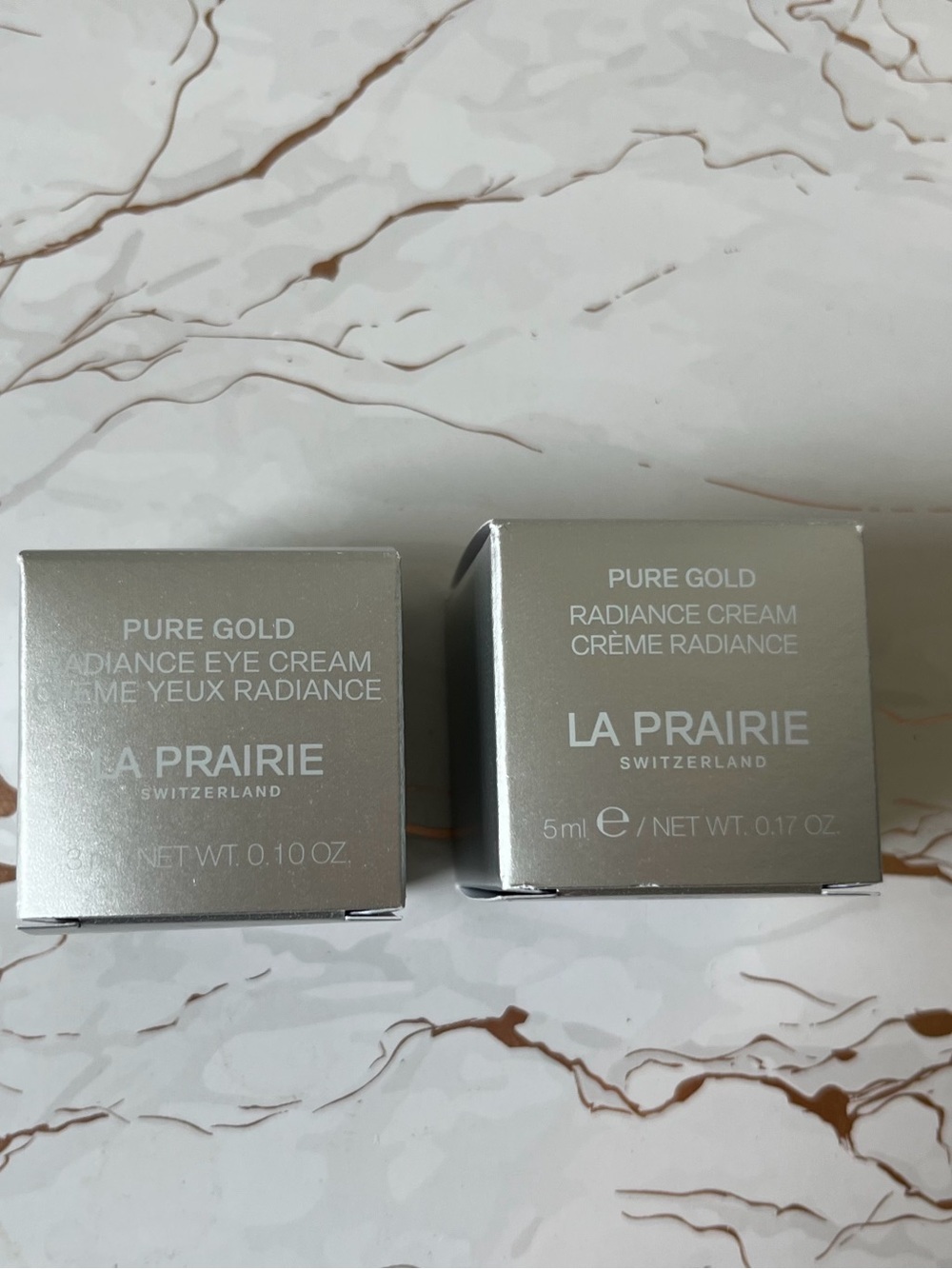 La Prairie Pure Gold Radiance Eye Cream & Radiance Cream Set 3ml 5ml NEW SEALED